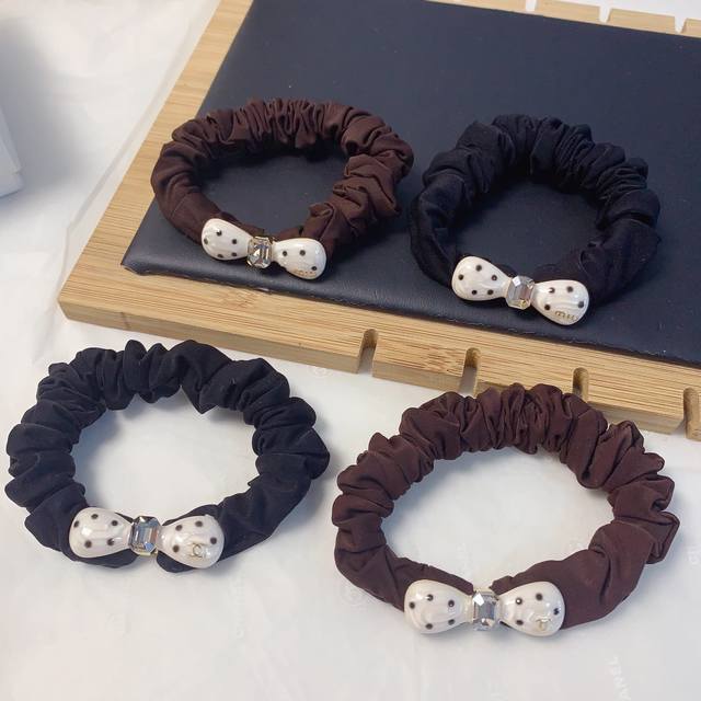 Miumiu Miu Miu Chanel Xiaoxiang Polka dot bow logo rubber band hair ring daily e