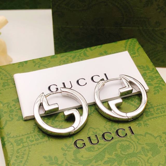 No. Ged0240 Gucc*Latest model glossy silver round ear hook consistent Zp brass m