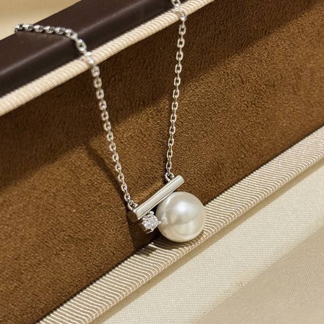 A6155 Popular Mikimoto simple large 12mm pearl single diamond necklace Super pop