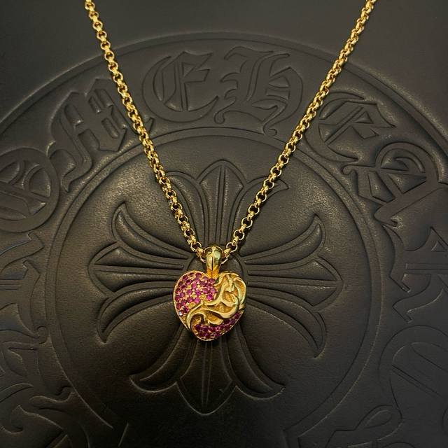 New counter quality Chrome Hearts classic gold necklace heart-shaped rattan flow