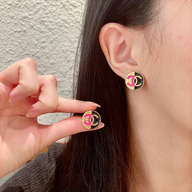 Chanel Double C Colorblock Earrings