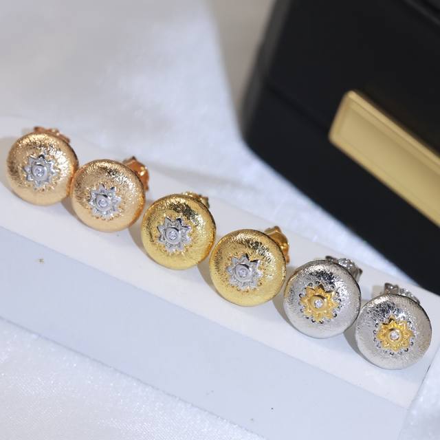 Buccellati Italian high-end jewelry brand retro palace style earrings made of su