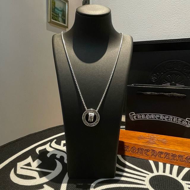 New counter quality Chrome Hearts classic retro necklace double ring pendant wit