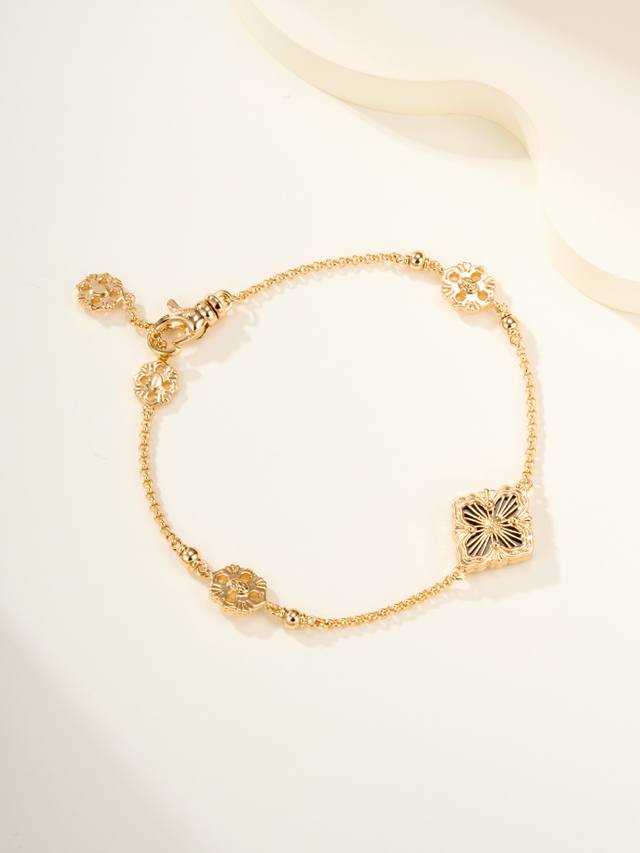 Buccellati Black Onyx Single Flower 3 Pattern Bracelet Small Model Rich in histo