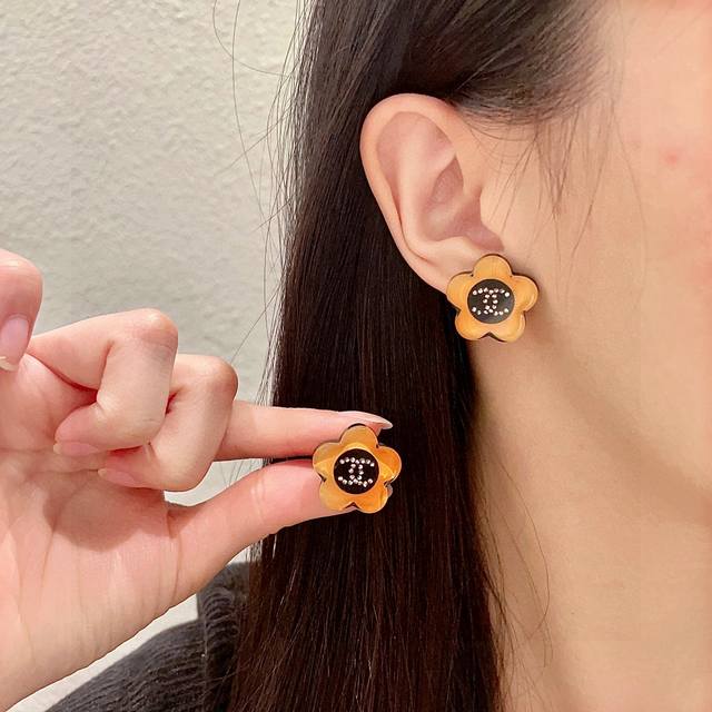 Chanel Camellia Double C Diamond Earrings