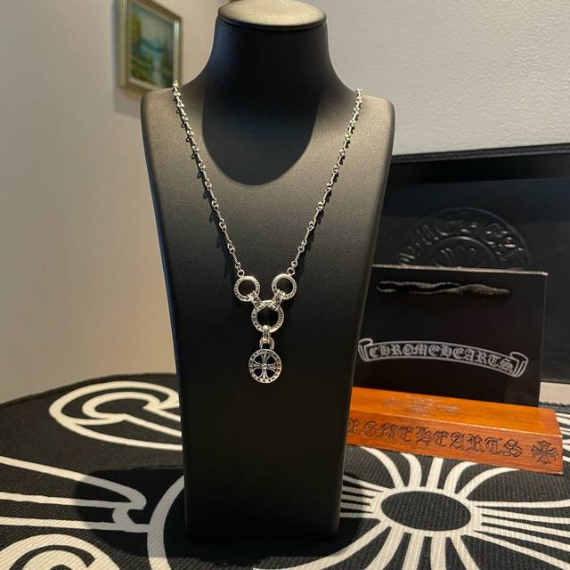new counter quality Chrome Hearts classic retro bamboo necklace three-ring penda