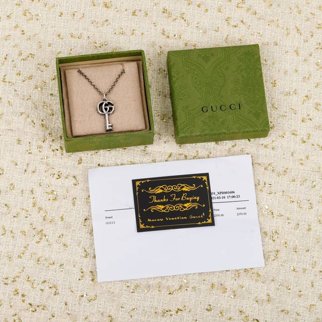 Our double G key necklace is in stock for 3700 +. It is made of sterling silver.