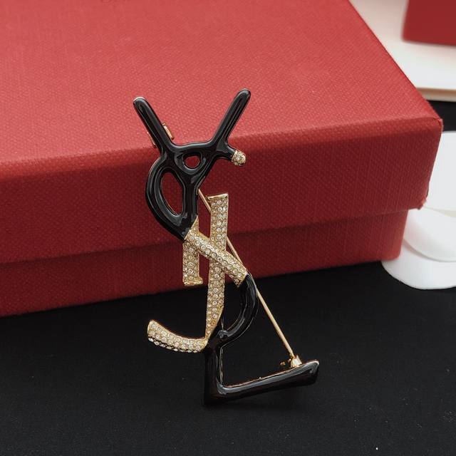 No. Yxz0048 Yvessaintlauren* latest black oil drop brooch consistent Zp brass ma