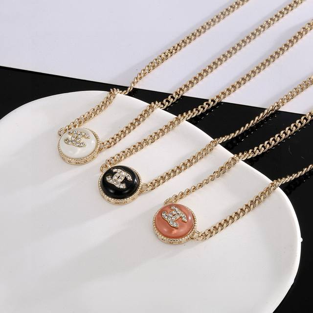 Chanel Double C Button Necklace Double C Logo is very delicate, plus it is inlai