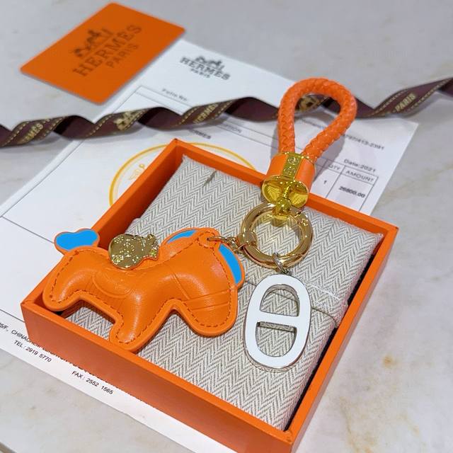 New Hermes keychain keychain thickened platinum version. High-end precision vers
