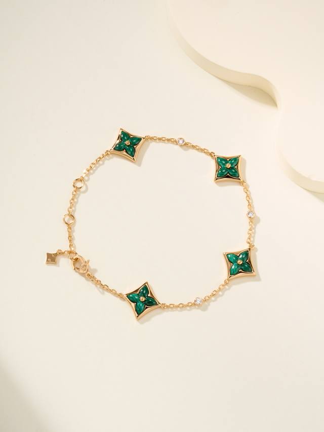 Rose Gold Malachite Four-angle Natural Stone Bracelet