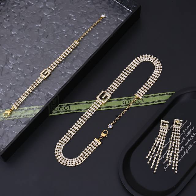 necklace bracelet 115 earrings latest gold color Gucci counter hot item factory