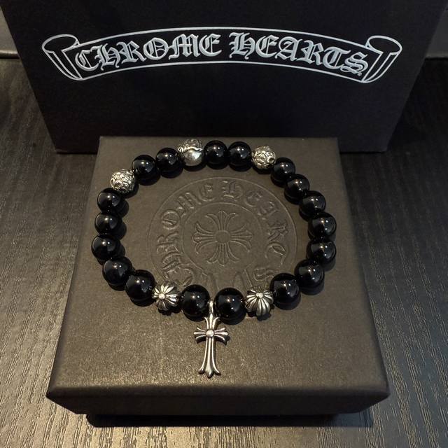 New counter quality Chrome Hearts classic retro multi-element obsidian bracelet,