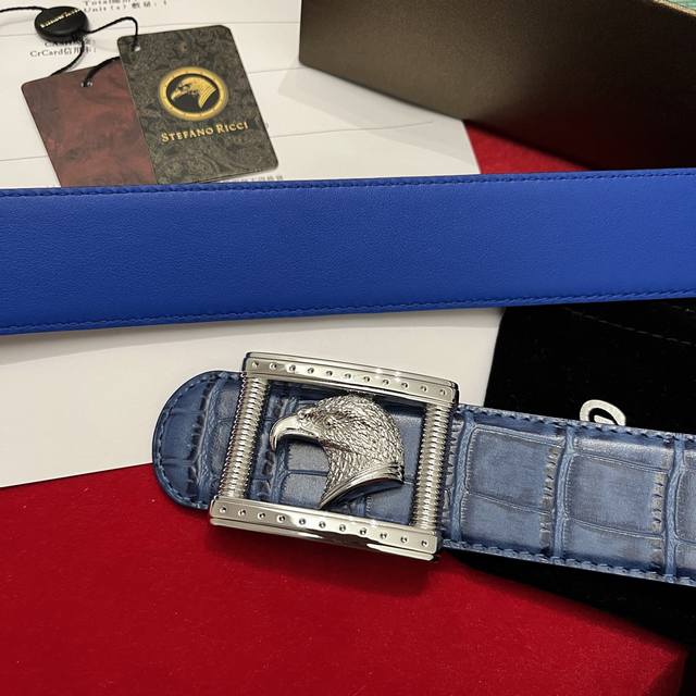 Stefan0 Ricci men's belt Selected imported cowhide embossed crocodile pattern fi