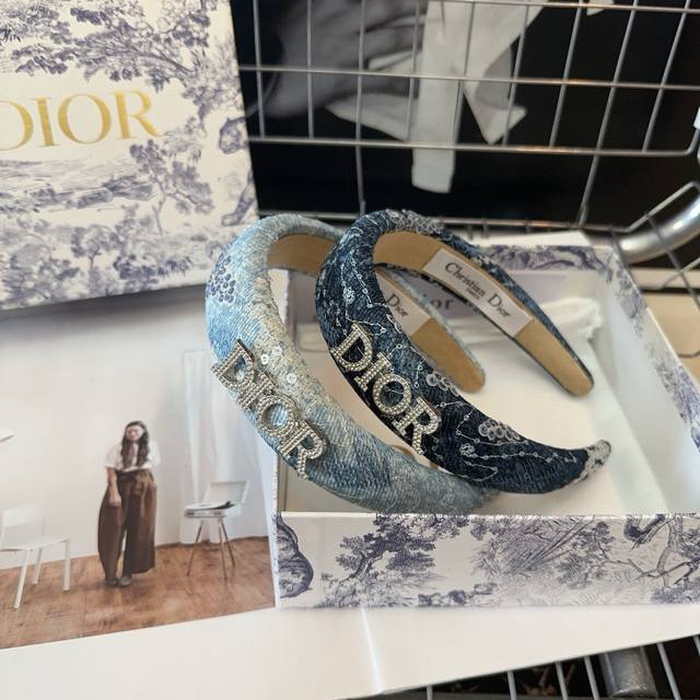 with packaging boxDior Dior D's new headband, denim series, fashionable and ver