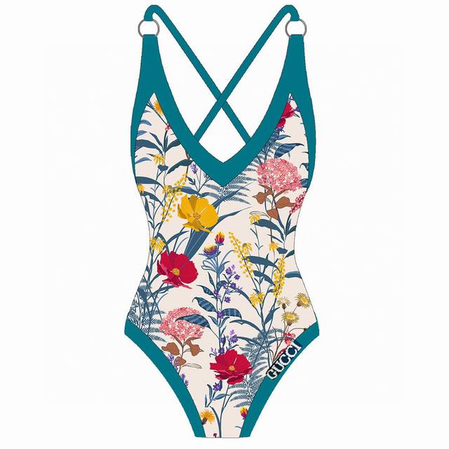 With packaging Gucci new floral one-piece swimsuit suitable for a variety of sce
