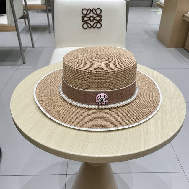 Chanel Chanel straw hat, ladylike flat hat, high-end custom made, head circumfer