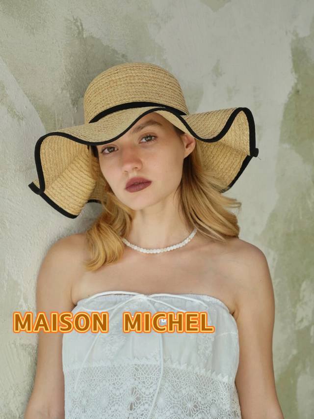 Chanel's M brand wavy edge large brim Raffia straw hat for women new summer fas