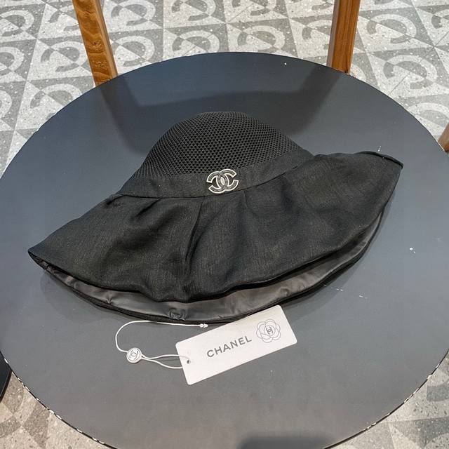 Chanel Chanel Spring and Summer Organza Big Bow Straw Hat Sun Hat Women's Folda