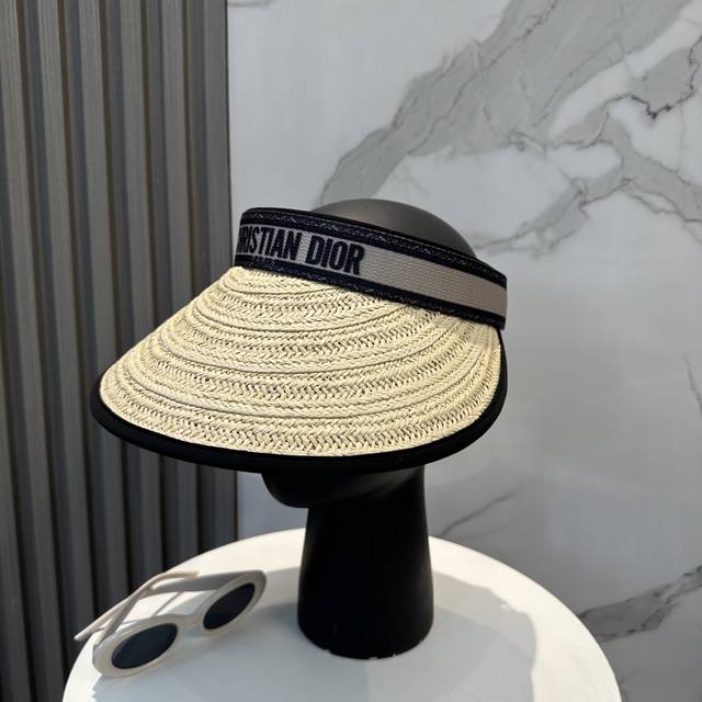 with dust bag Dior 2025 new sun hat hollow headband hat, sun protection and ver