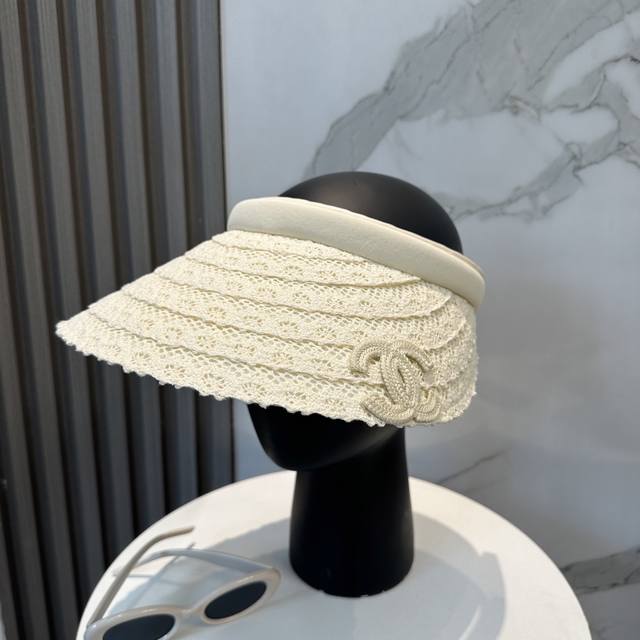 with dust bag Cha Chanel 2025 new exclusive small Chanel sun hat hollow top hea