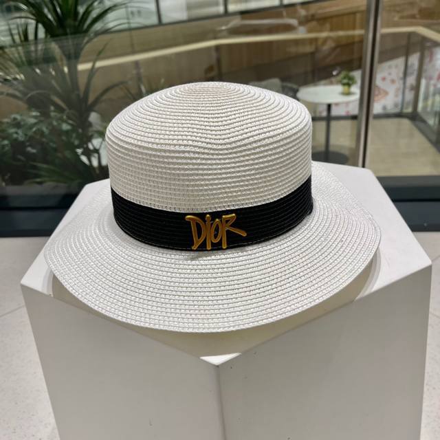 Dior new straw hat, lady-style hat, head circumference 57Cm DDD
