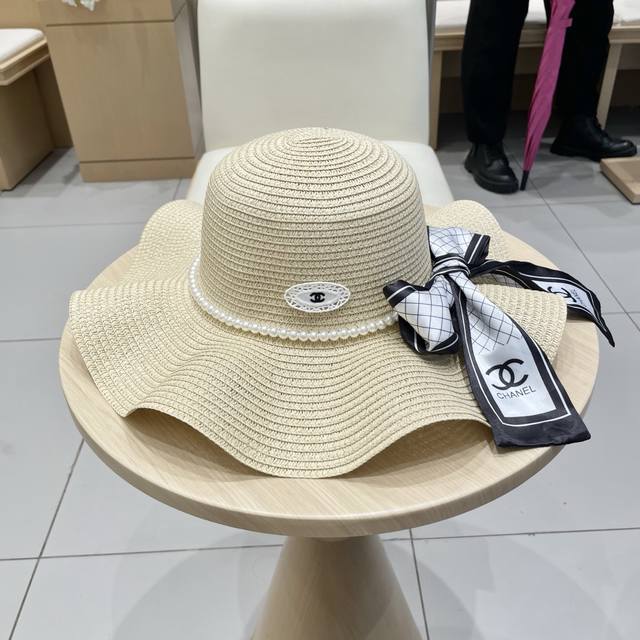 Chanel Chanel new straw hat, ribbon lady style, head circumference 57Cm DDD