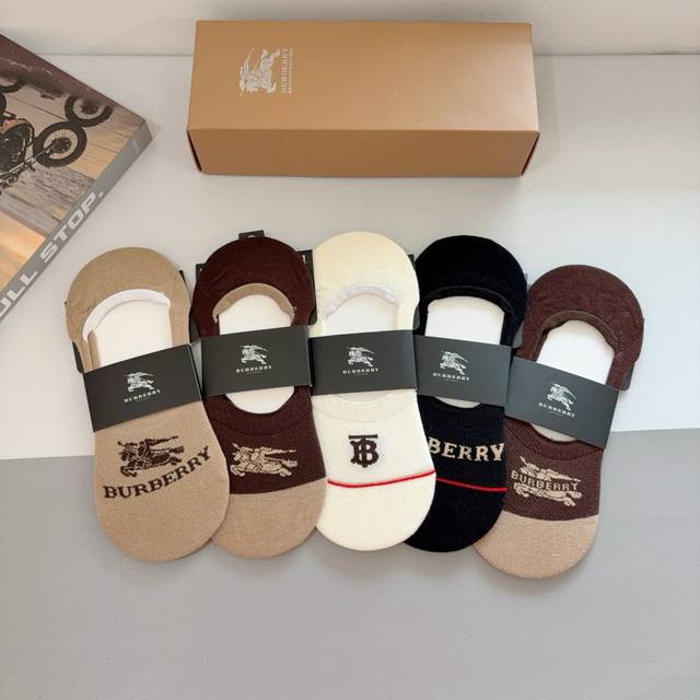 comes with packaging 5 pairs per box Burberry classic men's and women's boat so