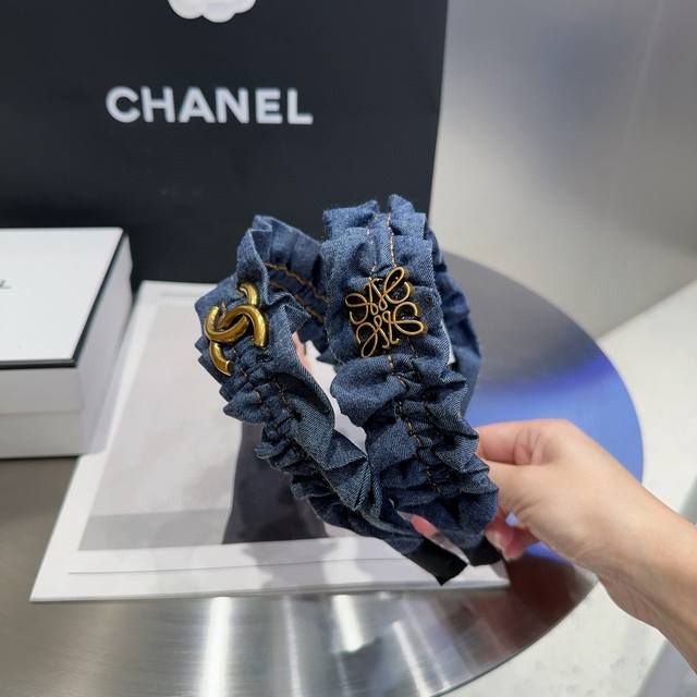 with packaging boxLoewe denim headband, fashionable and trendy, simple and gene