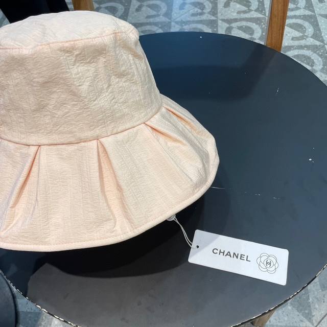 Chanel new summer fisherman hat for women with large brim black glue anti-ultrav