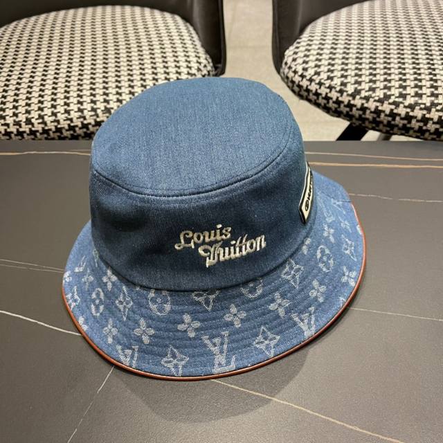 Louivuittonlv New Louis Vuitton denim flower bucket hat for early autumn, simple