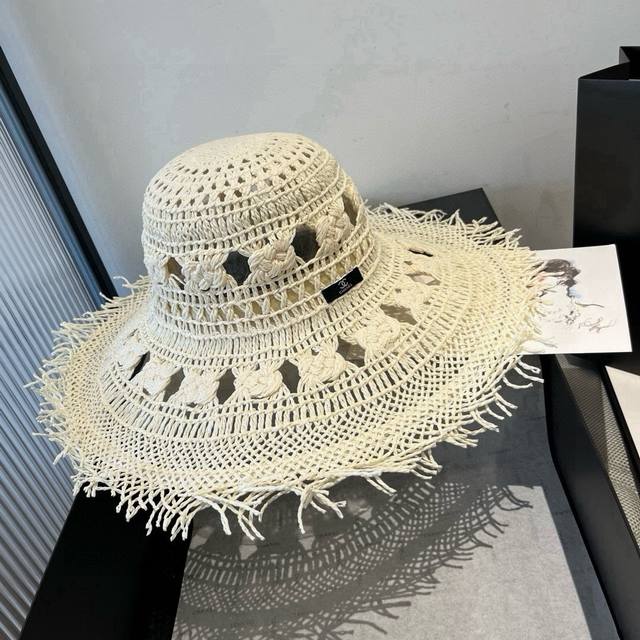 Chanel Chanel Bohemian style sun hat, beach sun hat, head circumference 57Cm DDD