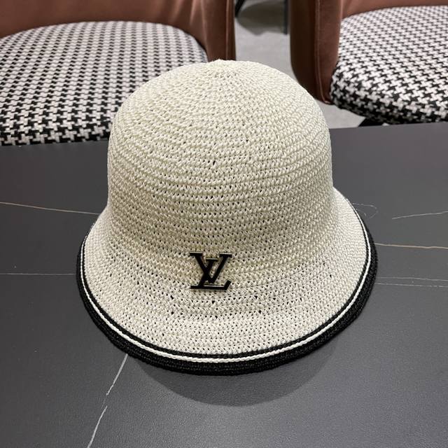 Lv Louis Vuitton hand-woven basin hat sun protection hat female Korean version h