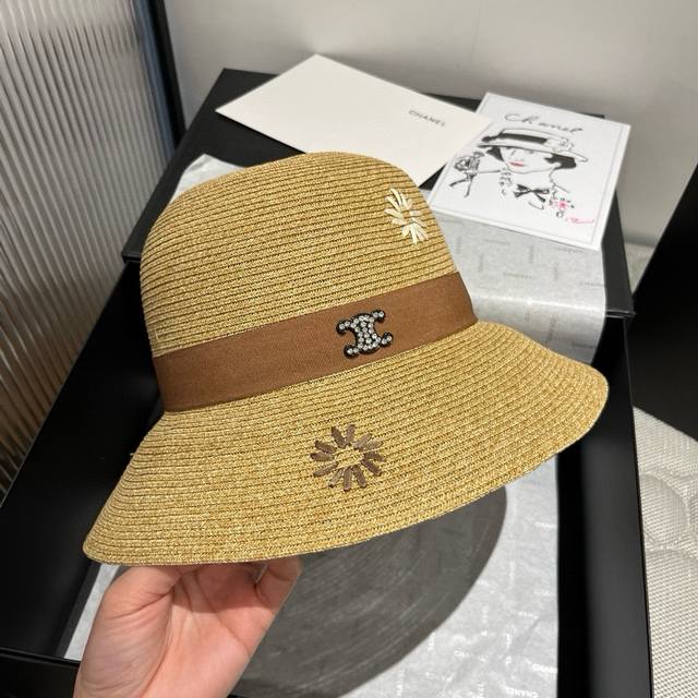 Celine new straw hat, pure hand-crocheted flowers, heavy customization, head cir