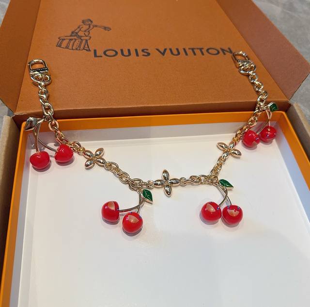 Multiple Cherry Chain Bag Ornaments Bag Pendant Lv Keychain X Tm Lv Cerise Chain