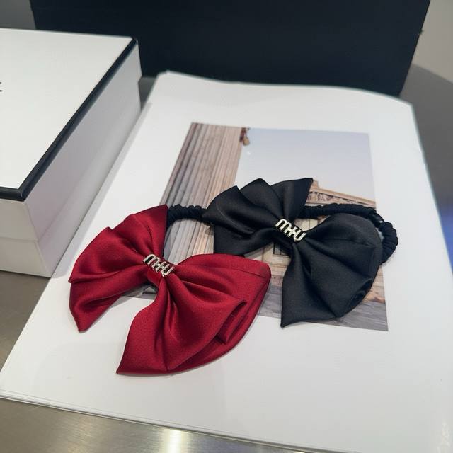 with packaging box single Miumiu new bow hairband, simple and elegant, practica
