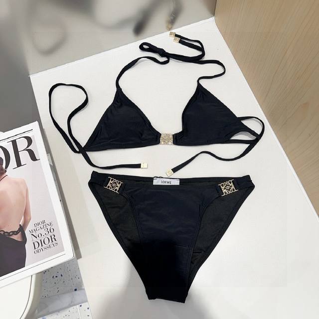 Loewe new bikini two-piece swimsuit set black SML DDD
