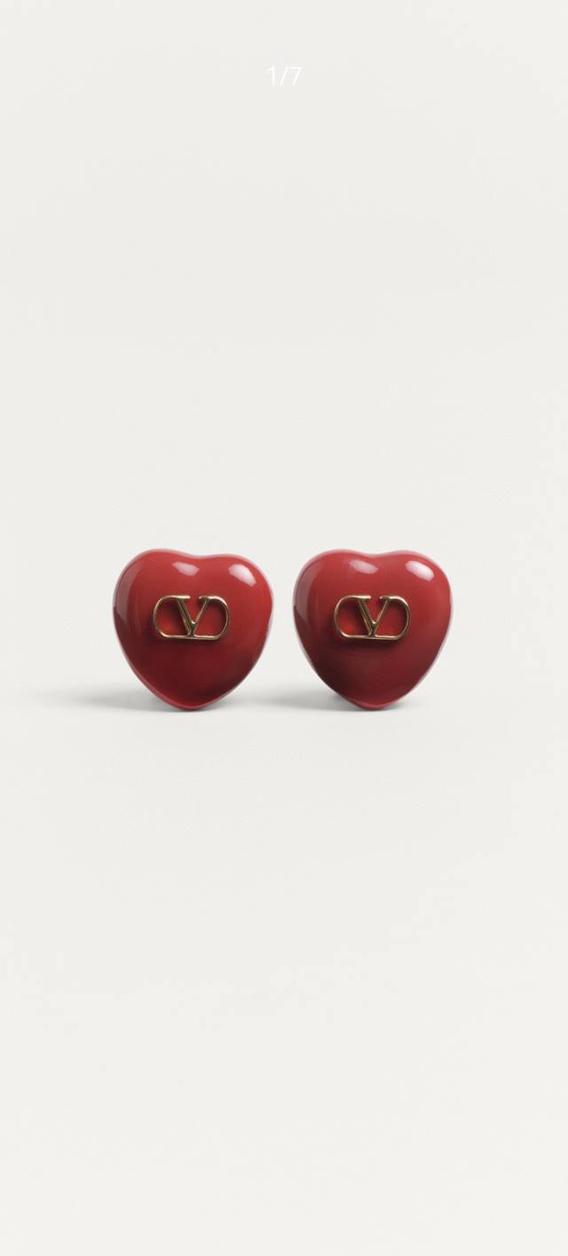 Valentino red heart enamel metal earrings DDD