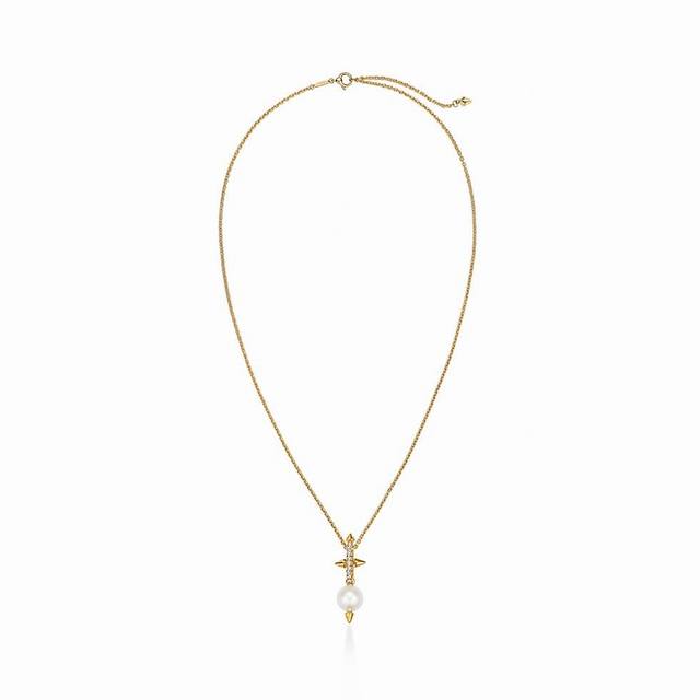 Tiff rivet necklace bullet pearl necklace T-brand same necklace exclusive first