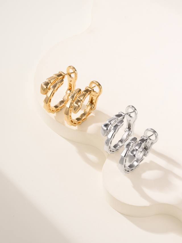 The earrings are inspired by snakes. The winding shape is ingenious and dazzlin