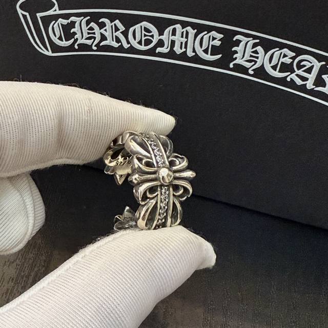 Counter quality Chrome Hearts Chrome Hearts classic retro full diamond cross fl