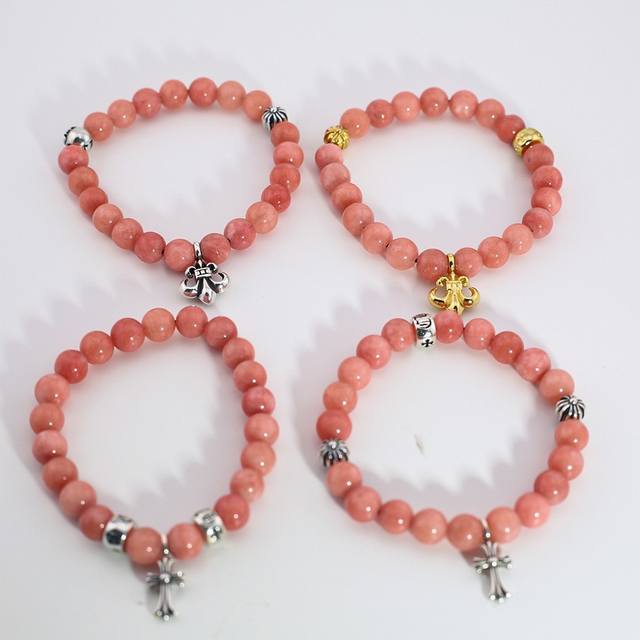 Ch Crocodile 8Mm Rhodonite Personality Scout Flower Cross Personality Simple Gir