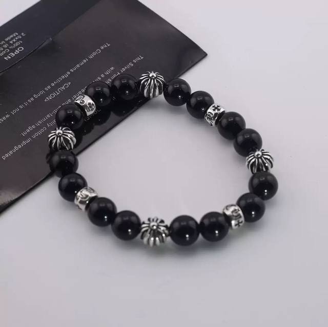 Cross-border supply European and American new retro cross Croce bracelet obsidi