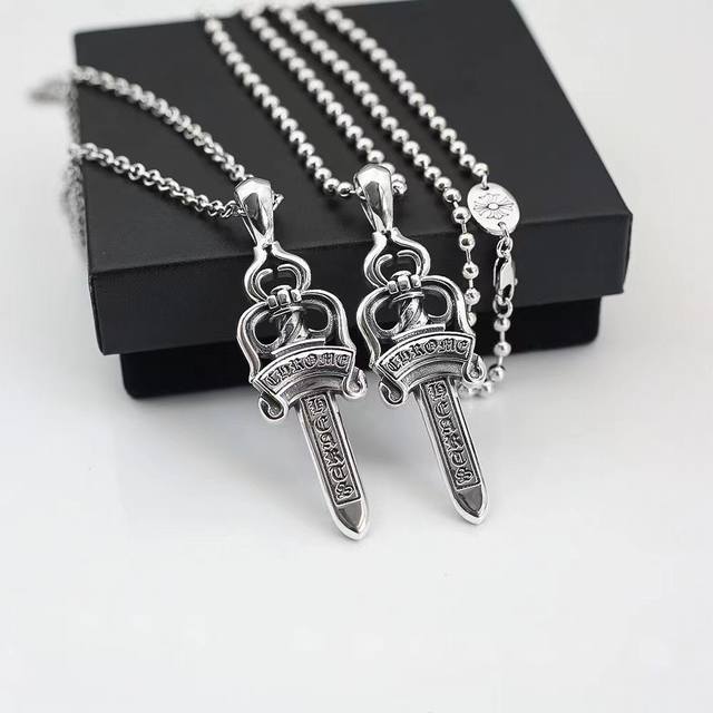 Kro Cross Necklace Personalized Holy Sword Big Sword Pendant Retro Thai Silver