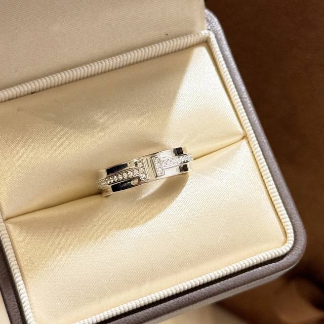 A6300 T & Co. Rome series latest double T half diamond ring High-end quality, no