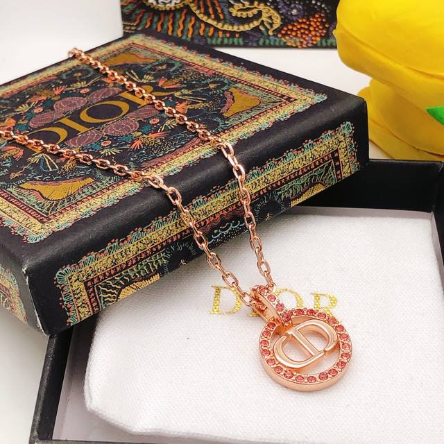 No.Dxl0096 Dio*Latest Rose Gold Diamond Necklace Zp Brass Material DDD
