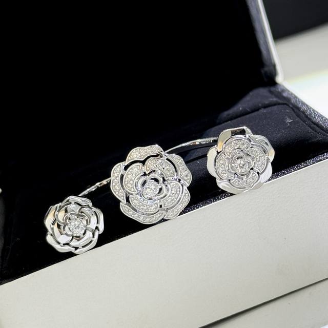 A5353 Camelia series camellia three-flower ring in Chanel style High-end 925 ste