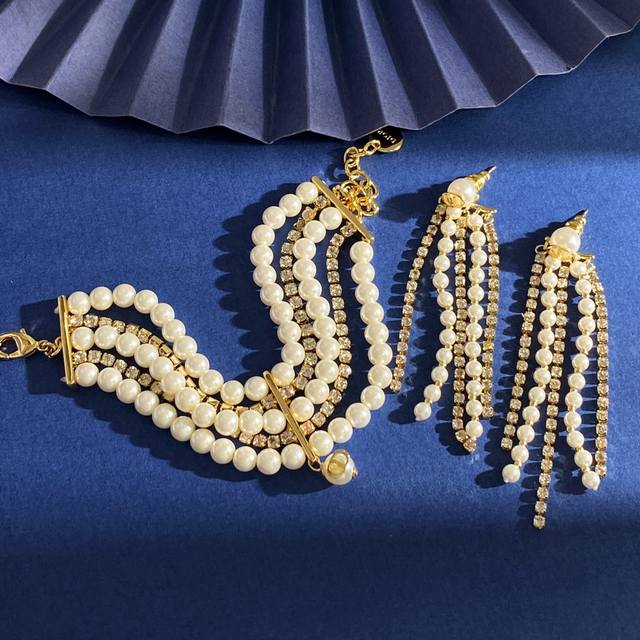 Bracelet Earrings Dior Dior high-end temperament full diamond row diamond chain