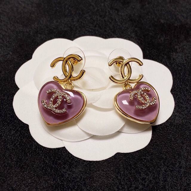 Chanel latest model 1New Arrival Chanel Amethyst Heart Letter Earrings Stars and