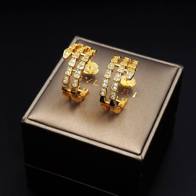 Bv Baojia double hoop full diamond snake earrings Xe894 DDD